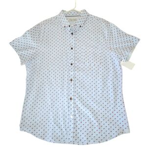 Sovereign Code Button Down Flamingo Print Shirt in Blue & Pink/Orange Size XL